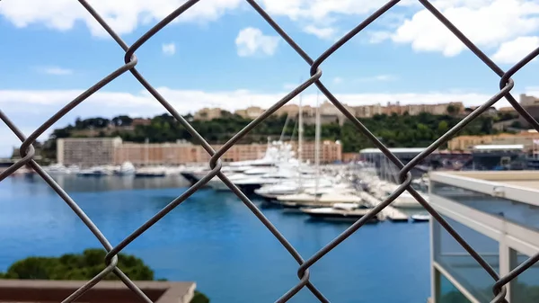 Pov Poor Tourist Viewing Yachts Fence Lack Money Luxury Rest — Stock Photo, Image