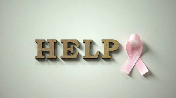 Допомога Слово Рожева Стрічка Столі Рак Молочної Залози Захист Здоров — стокове фото