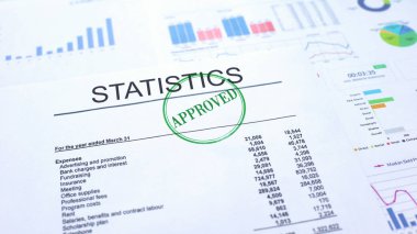 İstatistikler onaylandı, resmi belgeye mühür damgalı, iş projesi