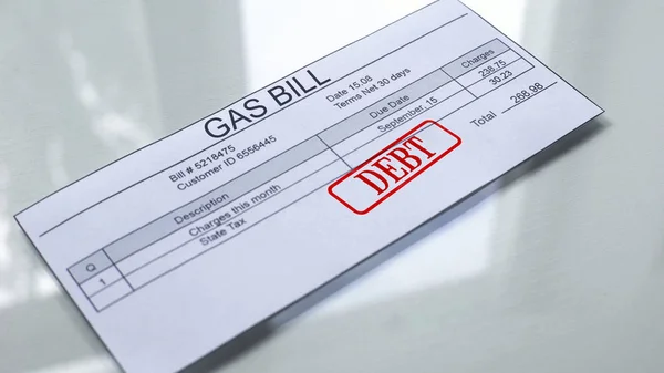 Debt Seal Stamped Gas Bill Payment Services Month Expenses Tariff — Stock Photo, Image