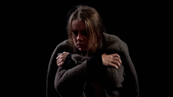 Depresif Kadın Yoksunluk Belirtileri Alkol Veya Uyuşturucu Bağımlılığı Acı — Stok fotoğraf