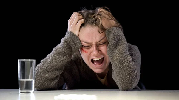 Marital Violence Victim Shouting Mental Physical Abuse Problem Hopelessness — Stock Photo, Image