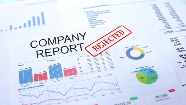 Company Report Rejected Seal Stamped Official Document Business Project — Stock Photo, Image