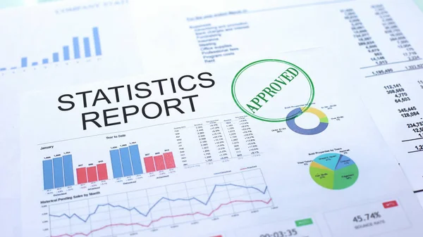 Statistikrapport Godkänd Hand Stämpling Sigill Officiella Dokument Statistik — Stockfoto