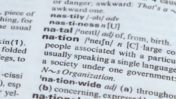 Nation, mot crayon signifiant, groupe de personnes vivant ensemble, société — Video