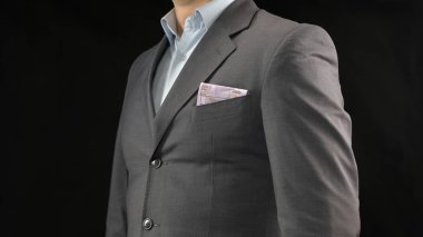 Euro işadamı takım elbise cep, para tasarrufu, gelir ve başarılı başlangıç
