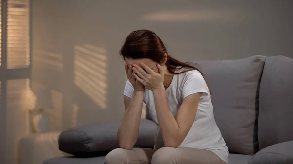 Depressed Pregnant Lady Crying Divorce While Pregnancy Feeling Frustrated — Stock Photo, Image
