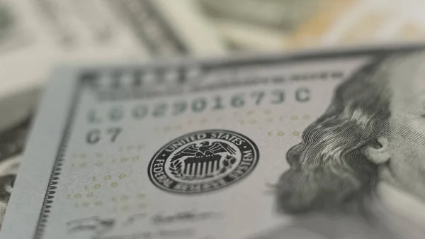 ドル紙幣クローズアップ 世界経済 金融に関する米国の銀行シール — ストック写真