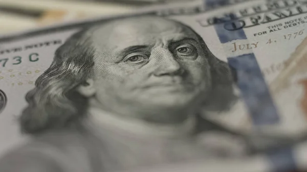 Dollárszámla Benjamin Franklin Portréja Pénzügyi Növekedés Vagy Válság Gazdaság — Stock Fotó