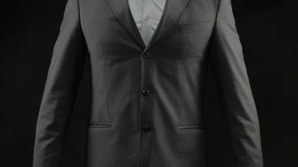 Anonieme Man Business Suit Poseren Camera Successtrategie Rijkdom — Stockfoto
