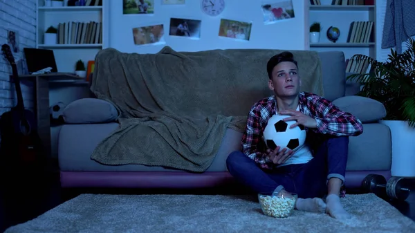 Teenage Soccer Fan Cheering Favorite Team Home National Competition — Stock Photo, Image