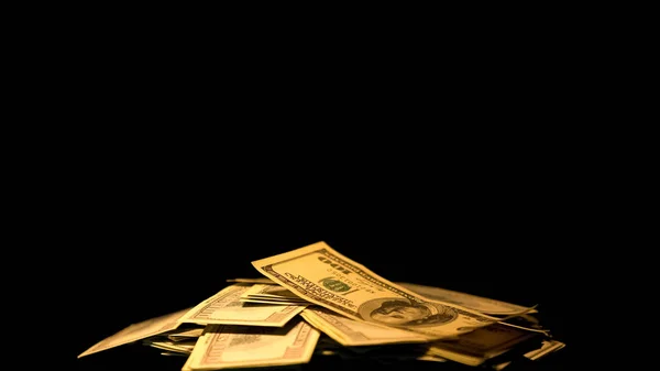 Σωρός Από Δολάρια Μαύρο Φόντο Παράνομες Πληρωμές Υπεράκτιες Ξέπλυμα Βρώμικου — Φωτογραφία Αρχείου