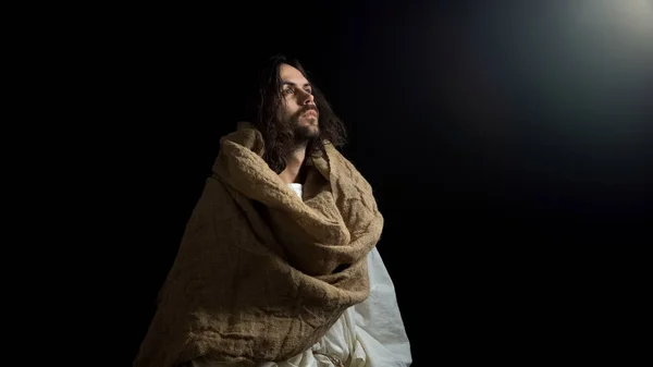 Profeta Bíblico Túnica Mirando Luz Espiritualidad Creencia Religión — Foto de Stock