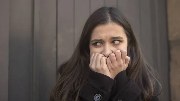 Girl Suddenly Feeling Uncontrolled Attack Fear Street Mental Disorders — Stock Photo, Image