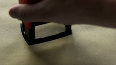 Dikdörtgen mühür zanaat kendinizi damgalı el ile kağıt, boş şablon, kalite kontrol