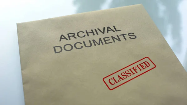 Αρχειοθετημένα Έγγραφα Ταξινομημένα Σφραγίζονται Στο Φάκελο Έγγραφα Κλείνουν — Φωτογραφία Αρχείου