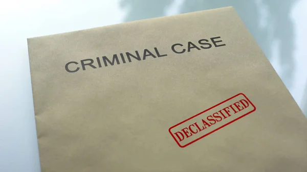 Caso Penale Declassificato Sigillo Timbrato Sulla Cartella Con Documenti Importanti — Foto Stock