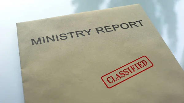 Rapport Ministère Classifié Cacheté Sur Dossier Avec Des Documents Importants — Photo