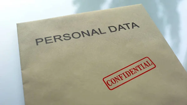 Datos Personales Confidenciales Sello Sellado Carpeta Con Documentos Importantes — Foto de Stock