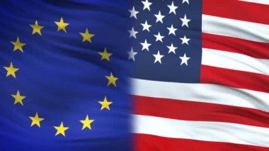 AB ve ABD'li yetkililer para, silahlı kuvvetler, bayrak arka plan için tank alışverişi