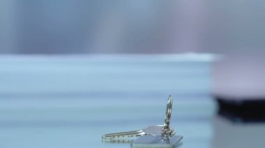 Anahtarlık üzerinde Servet kelime, kadın anahtar alma, kolay para fırsatı, başarı