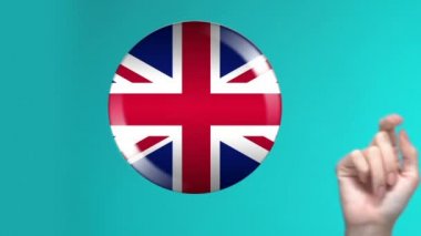 Büyük Britanya düğmesine basan kadın eli, yabancı dil eğitimi, başvuru