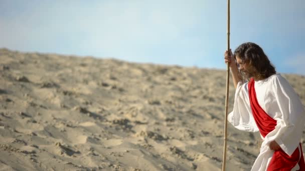 Dios en el desierto mirando a la tierra y el cielo creados, antiguo pacto, génesis — Vídeos de Stock