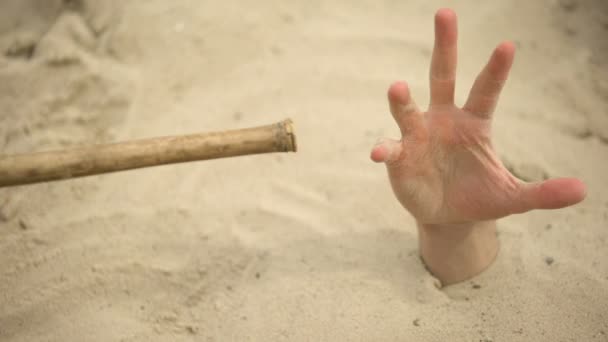 Hand Sinking In Quicksand Grasping Stick To Get Out Tips To Survive In Desert