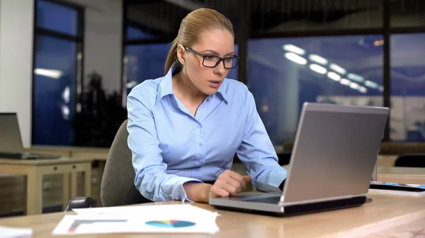 Boze Accountant Werken Aan Laptop Problemen Met Financieel Verslag Budget — Stockfoto