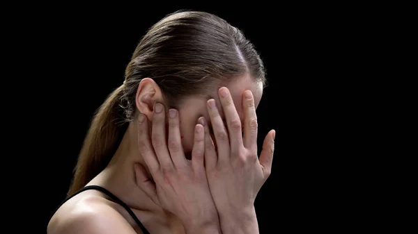 Fechamento Rosto Feminino Doença Mental Sensação Insegurança Depressão — Fotografia de Stock