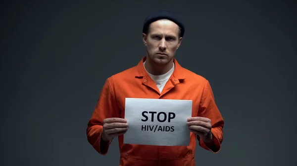 Bebörtönzött Férfi Gazdaság Stop Hiv Aids Megjelölés Sejt Nemi Úton — Stock Fotó