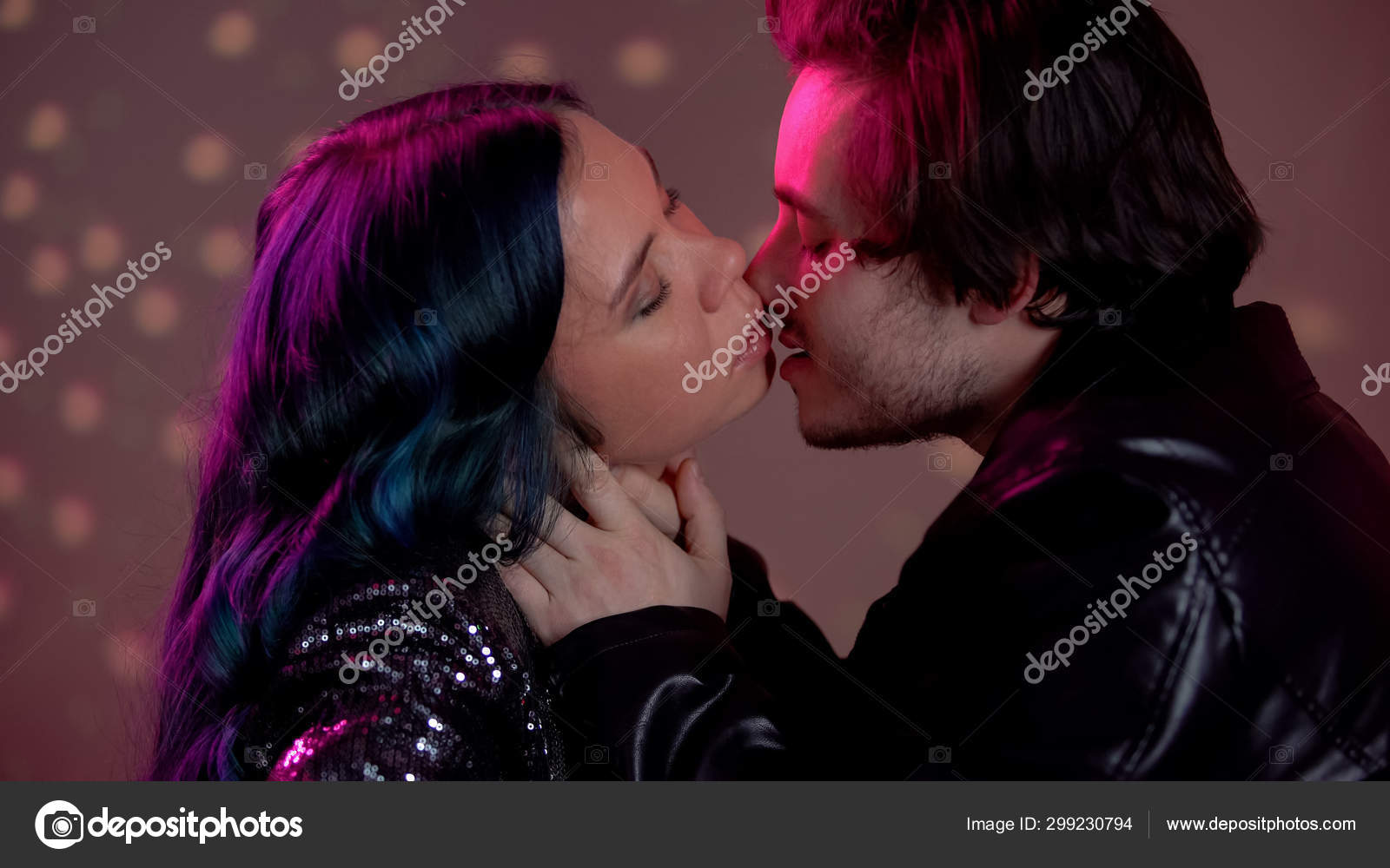 Passionate Kiss Young Couple Party Club Seduction One Night Sex Stock Photo by ©motortion 299230794 image pic