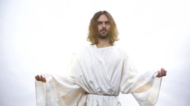 Kutsal Peygamber parlak arka plan üzerinde el kaldırarak, bereket Hıristiyanlar, din