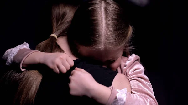 Little Pretty Daughter Hugging Her Mother Bad Dream Children Phobias — Stock Photo, Image