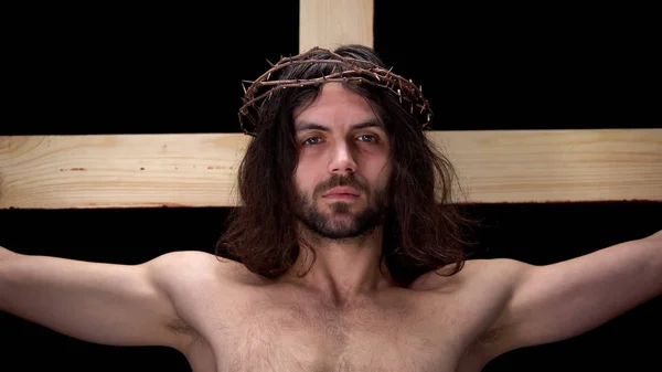 Hijo Dios Corona Espinas Sufriendo Por Los Pecados Mesías Crucificado — Foto de Stock