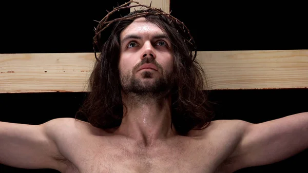 Crucified Son God Looking Religious Self Sacrifice Bible History Belief — Stock Photo, Image