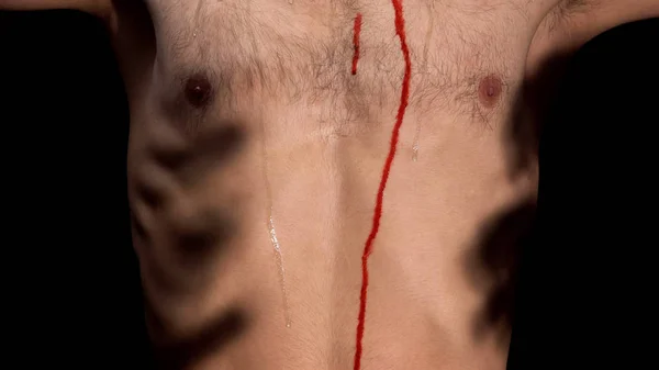 Scaring Shadows Bleeding Body Slavery Tortures Frightening Nightmares — Stock Photo, Image
