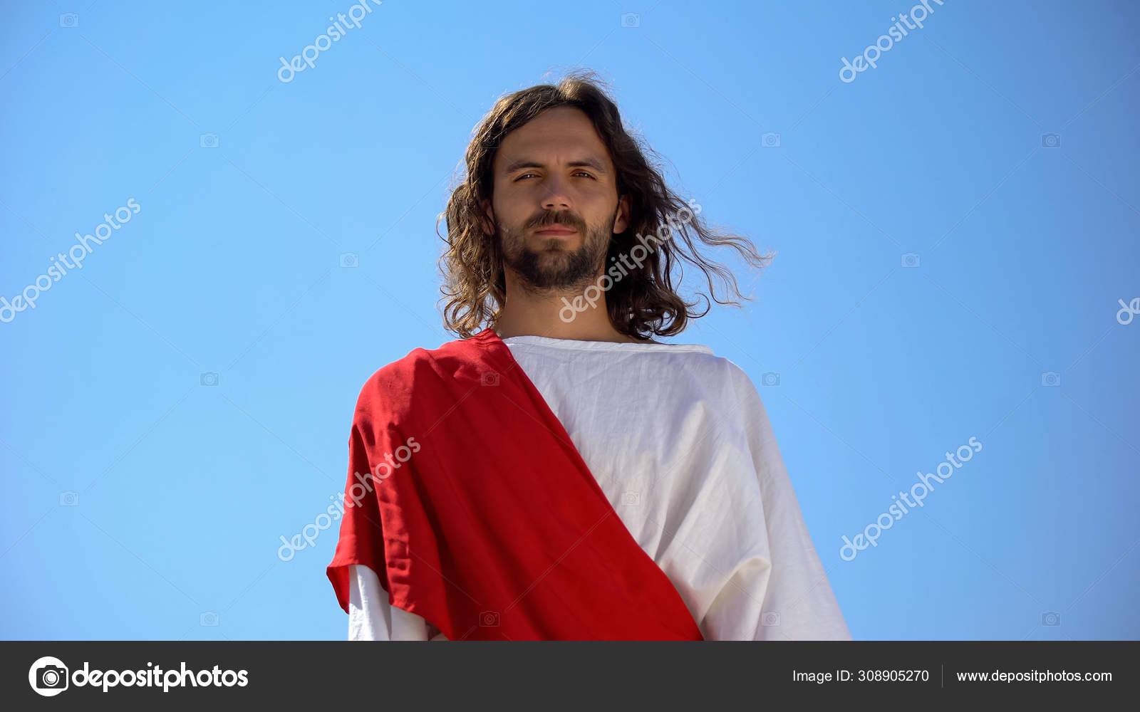 Cheerful God Jesus Smiling Camera Heaven Concept Enjoy Life Stock ...