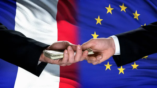 Франція Чиновники Обмінюючись Грошима Прапор Фон Ділова Співпраця — стокове фото