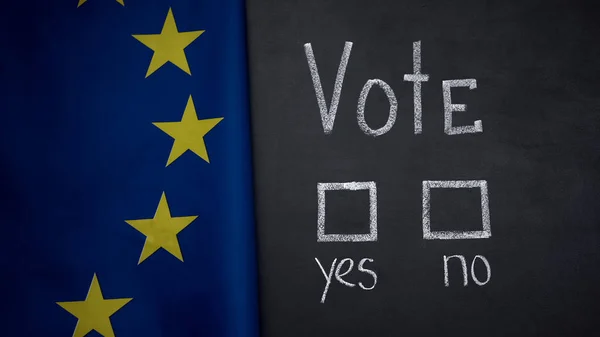 Euroopan Unionin Lippu Taustalla Kyllä Vastauksia Äänestyksessä Kansanäänestys — kuvapankkivalokuva