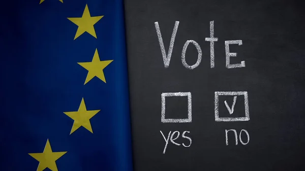 Euroopan Unionin Lippu Taustalla Vastausta Merkitty Äänestyksellä Jäsenvaalit — kuvapankkivalokuva