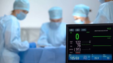 Ameliyat, canlandırma ve ölüm sırasında EKG monitöründe kalp atışı yok.