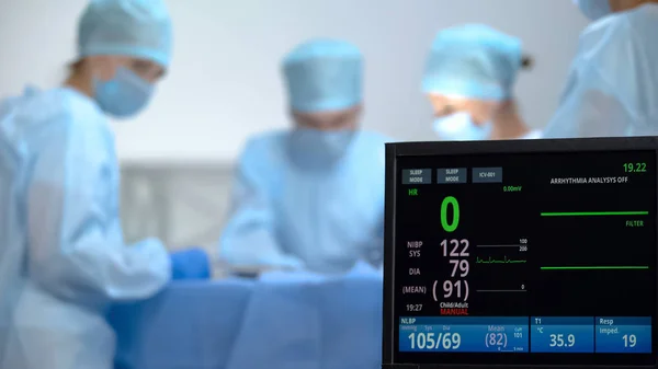 Não Frequência Cardíaca Monitor Ecg Durante Cirurgia Reanimação Morte — Fotografia de Stock