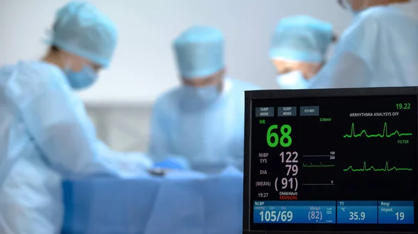 Ecg Moniteur Enregistrement Activité Fréquence Cardiaque Pendant Opération Hôpital Chirurgie — Photo
