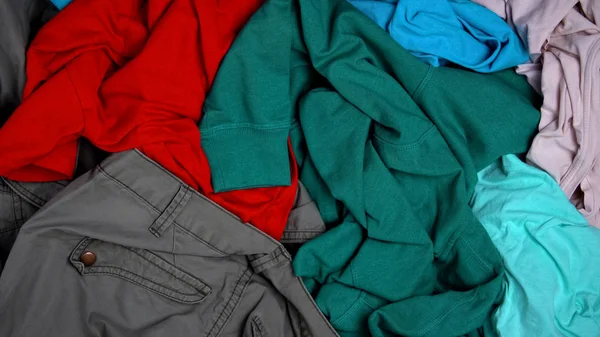 Used Clothes Lying Market Second Hand Recycling Help People Need — Zdjęcie stockowe