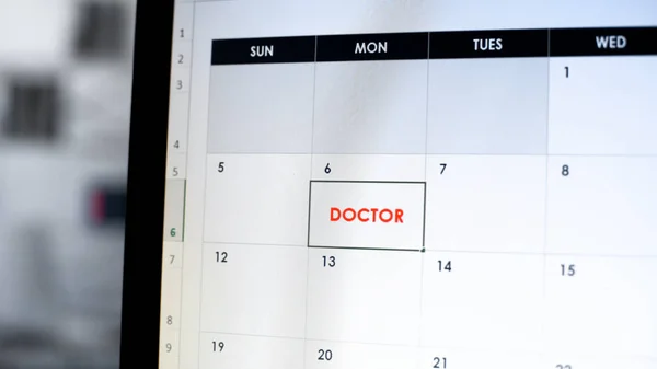 Заметка Врача Онлайн Календаре Экране Здравоохранение Приложение Организатора — стоковое фото