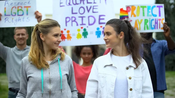 Лгбт Активісти Борються Проти Геїв Лесбійської Дискримінації Рівного Кохання — стокове фото