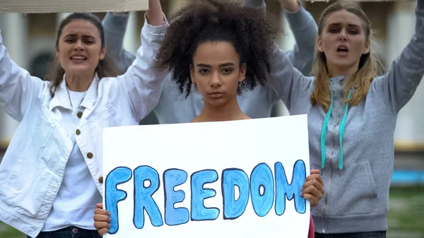 Crowd Banners Standing Freedom Religion Speech Democratic Choice — Stock Photo, Image