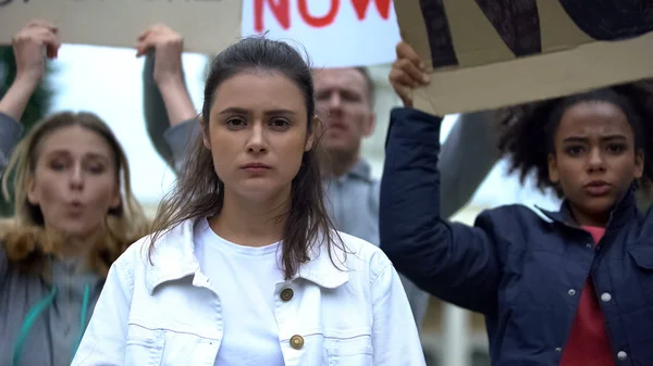 Justice Fighter Looking Camera Protest Humiliation Harassment — Stock Photo, Image