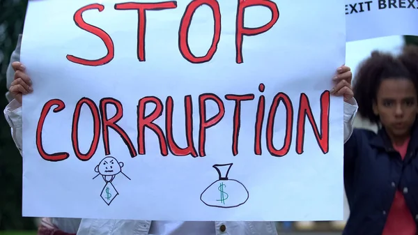 Pessoas Com Slogan Parar Protestar Contra Corrupção Governo Para Reforma — Fotografia de Stock